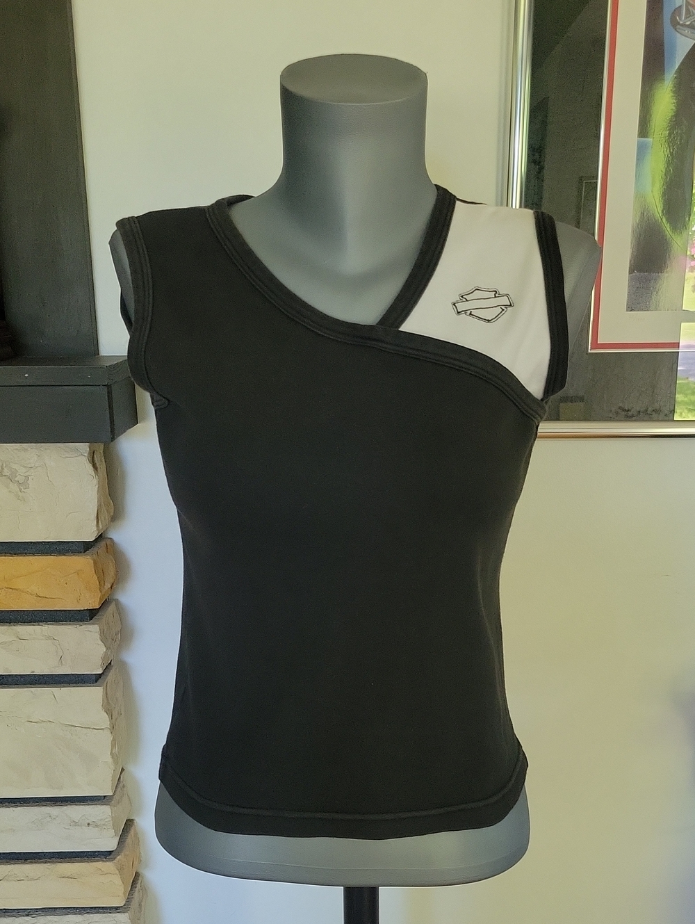 Harley-Davidson Top Medium Black & White Vintage Y2K